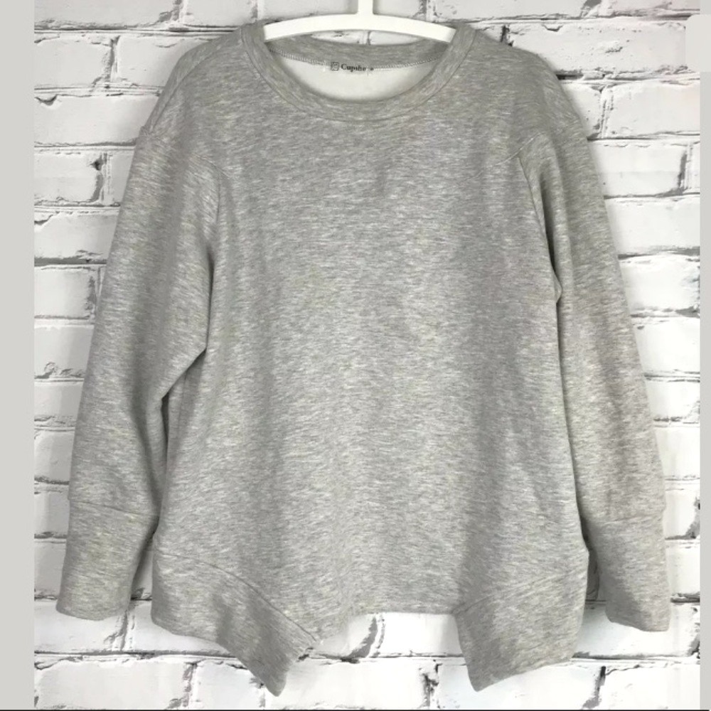 Cupshe Pullover Gray Sweatshirt Small Lounge Soft Oversized Asymmetrical Hem